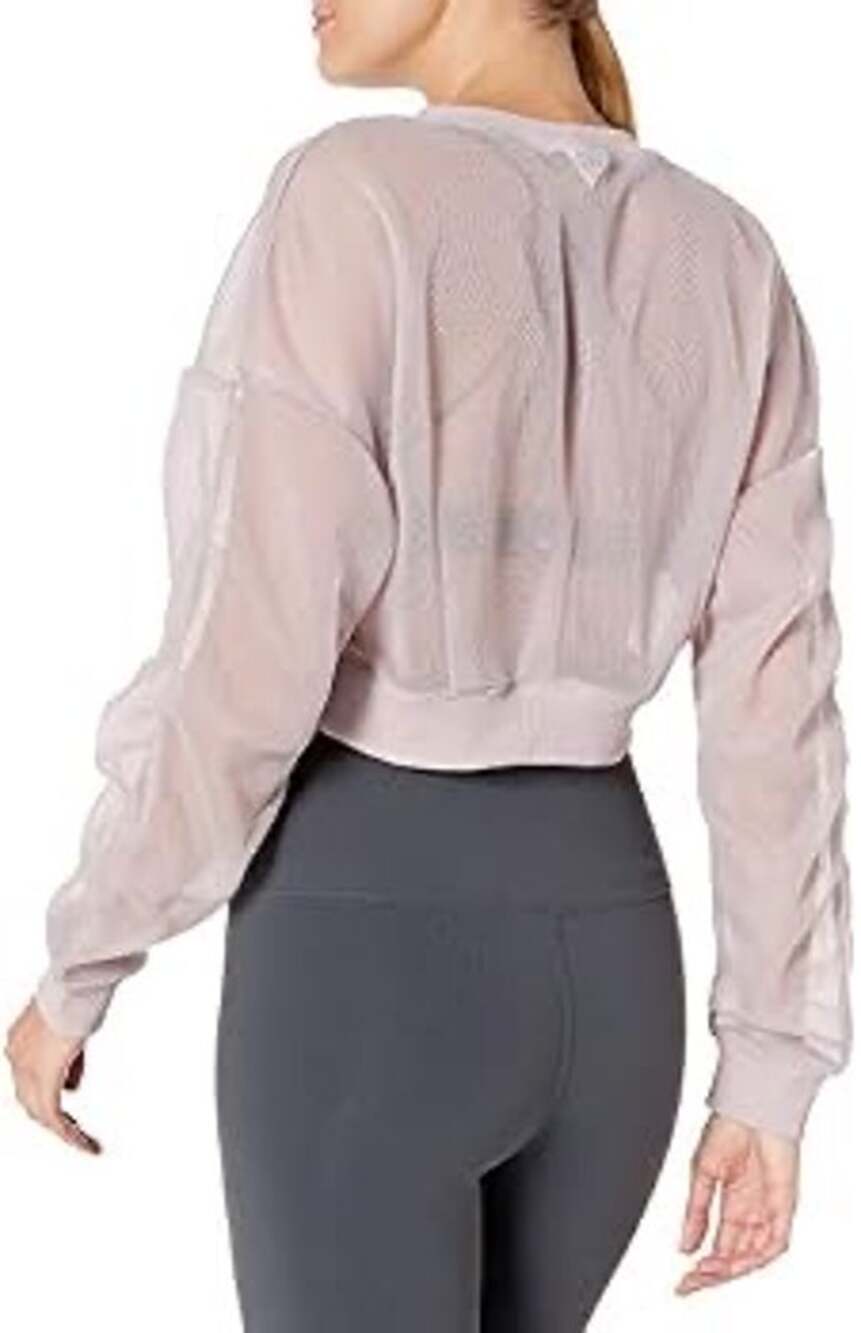 Alo Yoga mesh or lightweight long-sleeve crop top